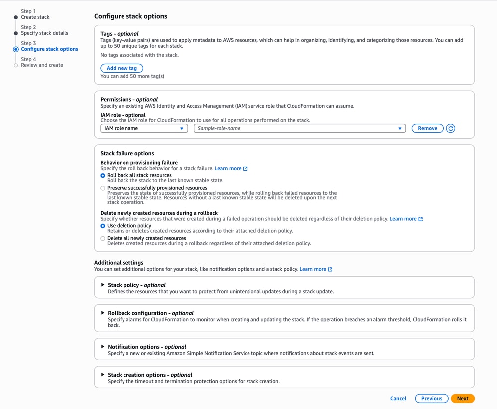 Configure Stack Options