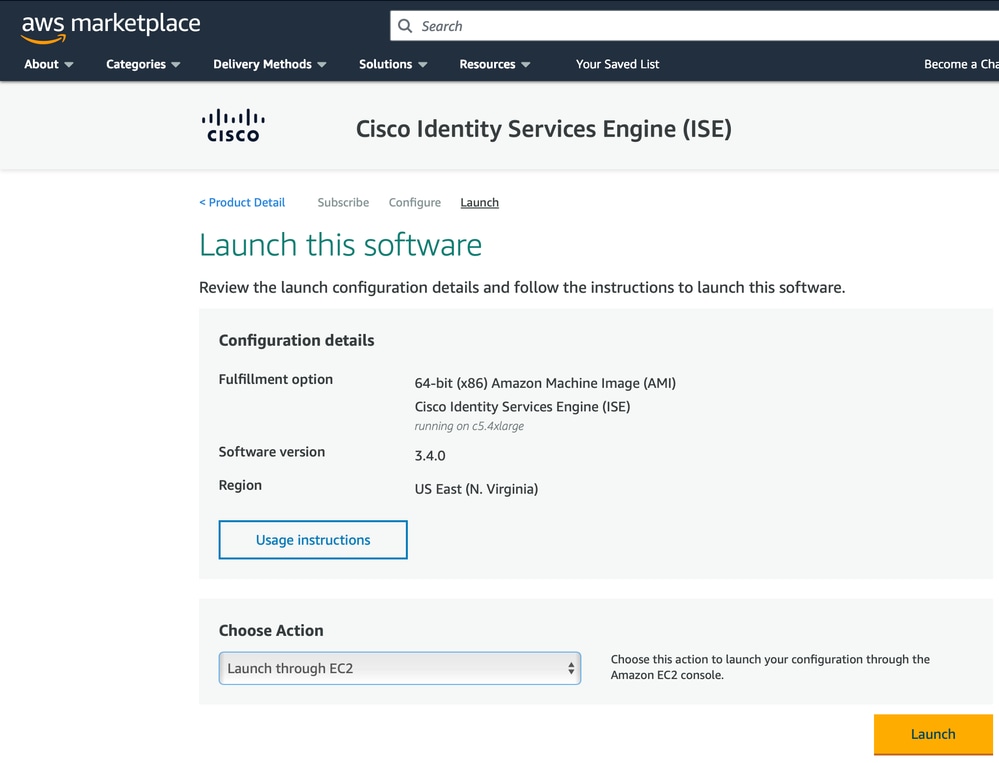 Choose Launch through EC2