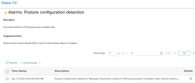 Alarm in ISE GUI