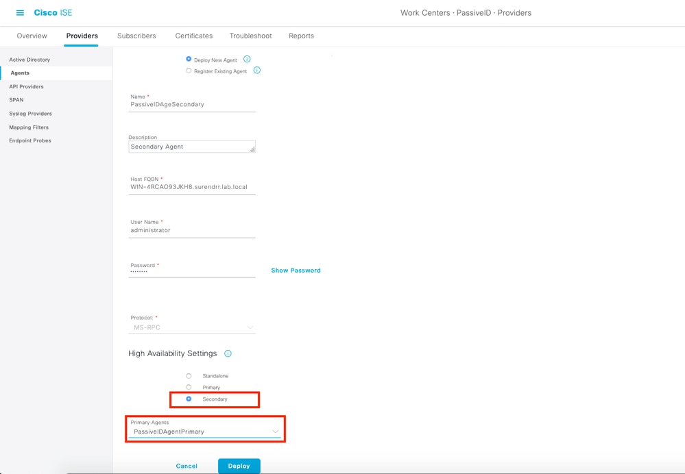 Configurer ISE pour l'agent PassiveID - Configurer un autre agent