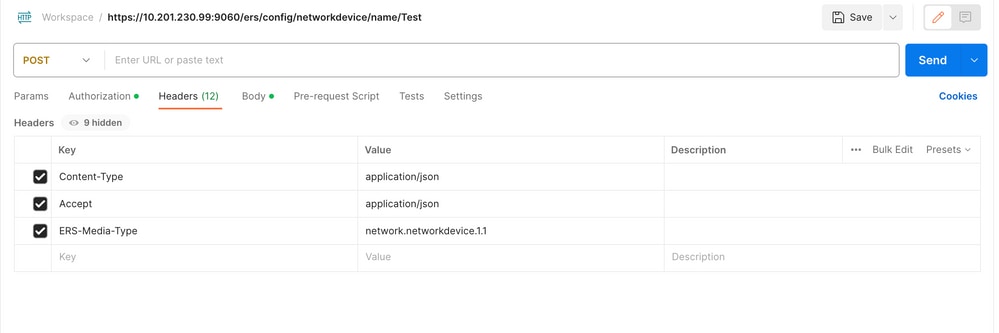 Postman-JSON-Header-Konfiguration