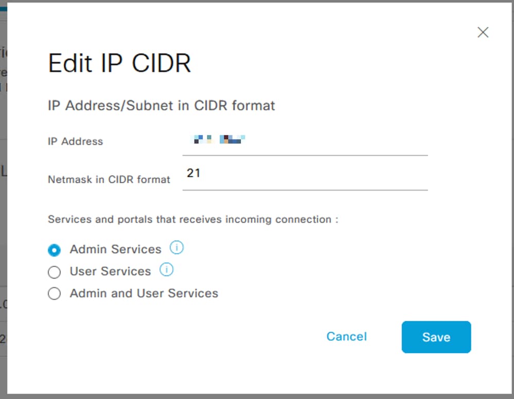 Modifier le CIDR IP