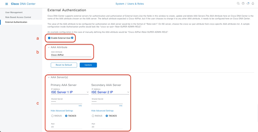 (TACACS+) External Authentication Configuration Steps