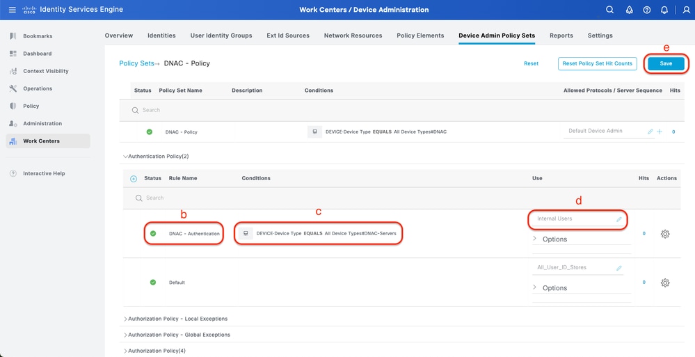 Add TACACS+ Authentication Policy