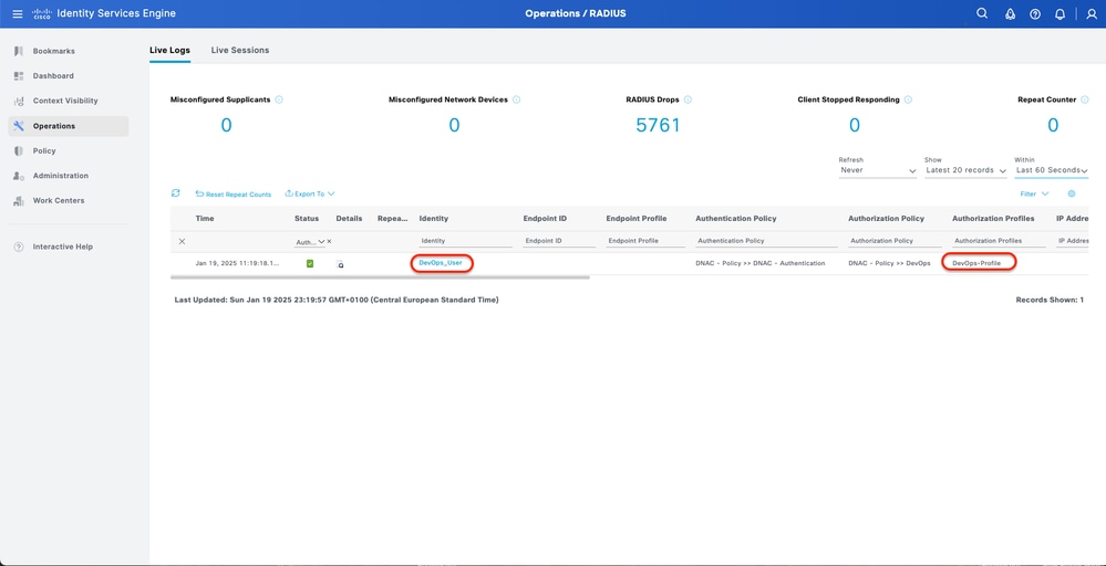 RADIUS Live-Logs