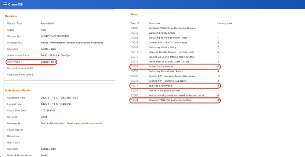 TACACS+ Detailed Live-Logs 1-2