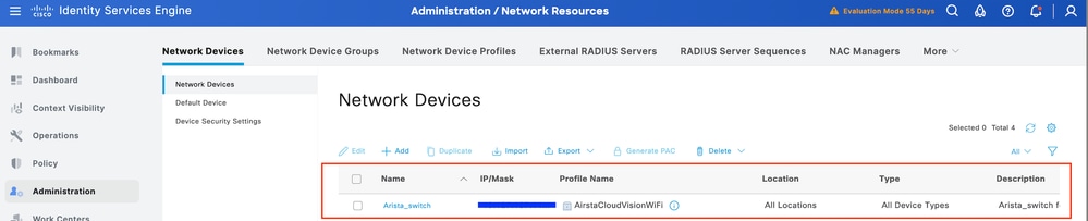 Validate New Device under Network Devices