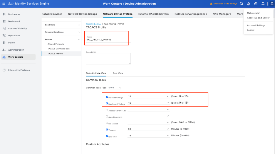 Enter Name of TACACS Profiles