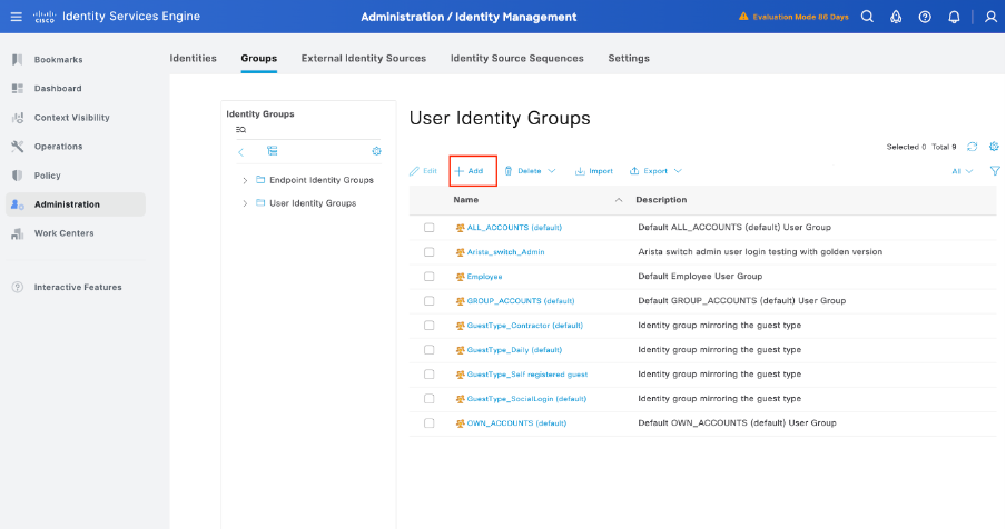 Create the Required User Identity Groups