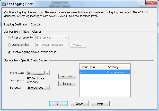 Configurazione ASDM - Modifica file di registrazione