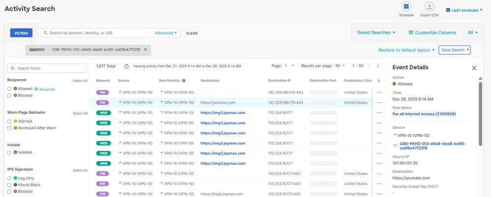 SECURE ACCESS - ACTIVITY SEARCH