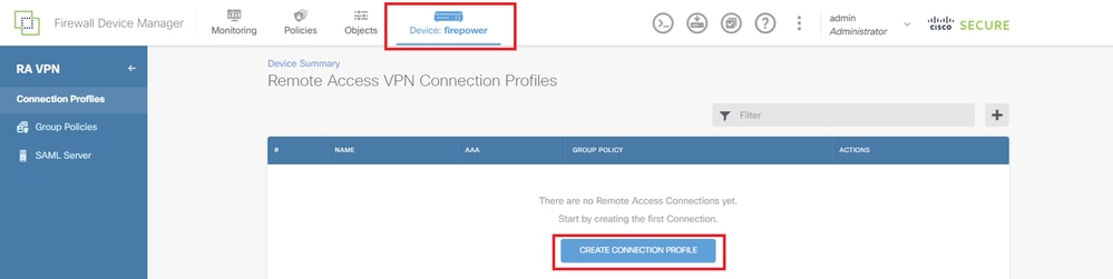 Agregar perfil de conexión VPN de acceso remoto