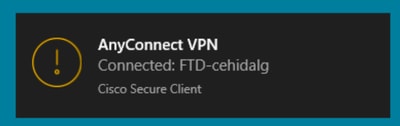 GUI después de la personalización - Información de VPN de toast