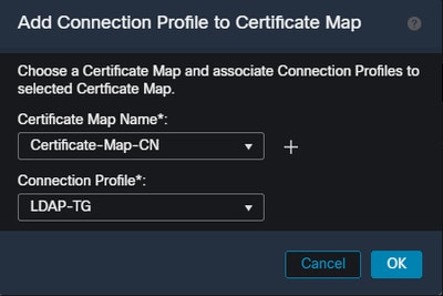 Vincule o objeto de mapa do certificado ao grupo de túneis desejado na interface do usuário do FMC.