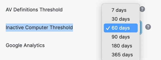 Inactive Computer Threshold