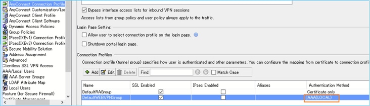 ASDM webvpn method not shown