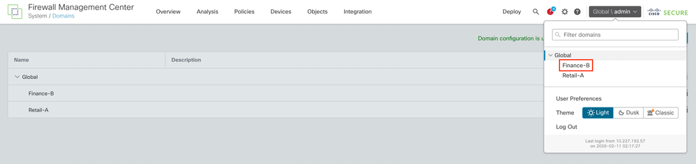 Configure the External Authentication Object under Finance_B