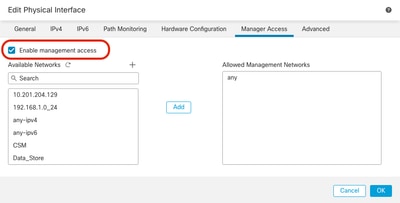 Enable Management Access on Interface