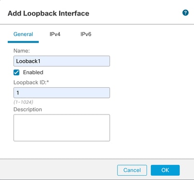 Immagine 3. Configurazione di base dell'interfaccia di loopback