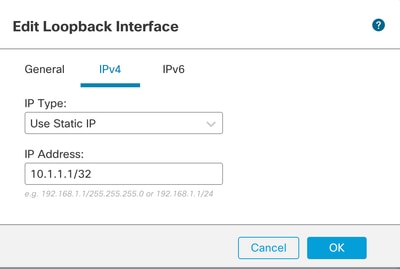 Imagem 4. Configuração de endereço IP de loopback