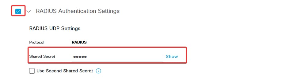 Check Radius Authentication Settings and Set Shared Secret
