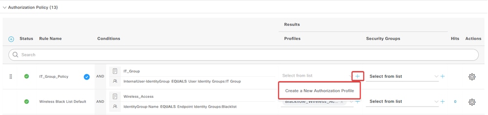 Create a New Authorization Profile