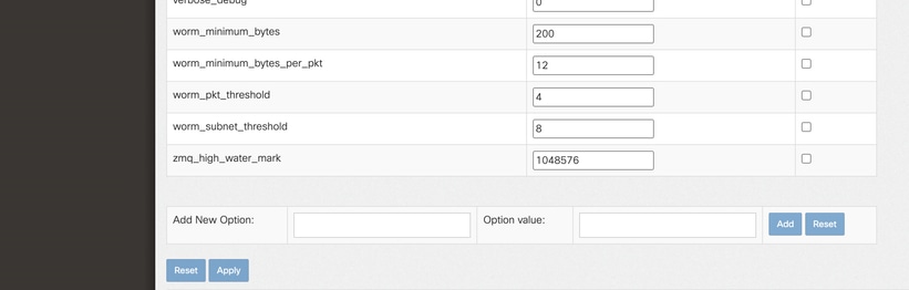 Captura de tela de configurações avançadas