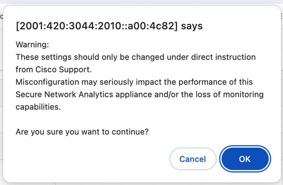 Advanced Options Alterations Warning