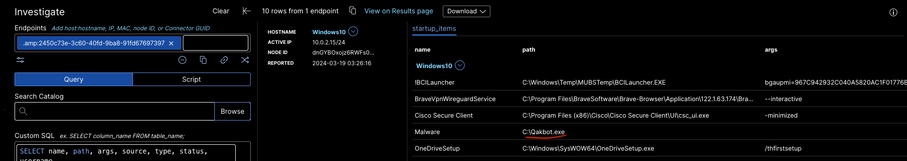 Example: Qakbot.exe is Running in the Host System