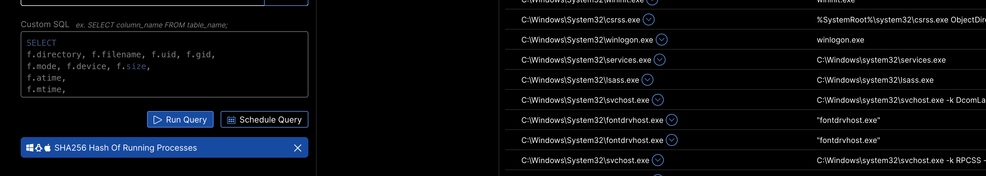Sha256 Hashes of Running Processes