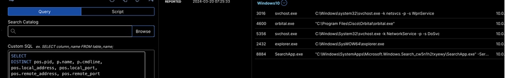 Processes with Network Connections