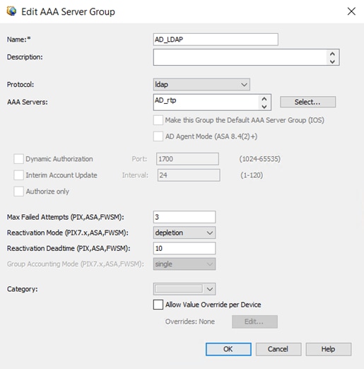 AAA Server Group Configuration
