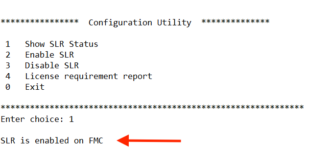 Verificación del estado de SLR en la línea de comandos de FMC