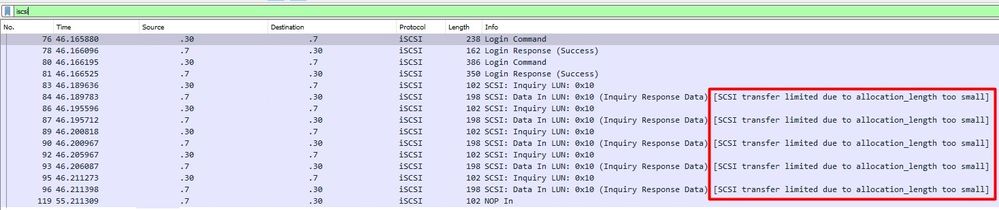 ISCSI error