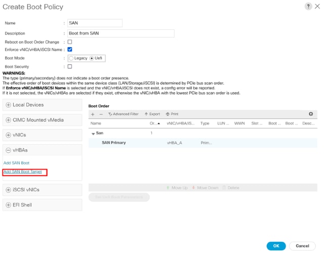 Add SAN Boot Target