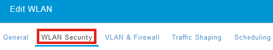 Navigate to WLAN Security tab. 