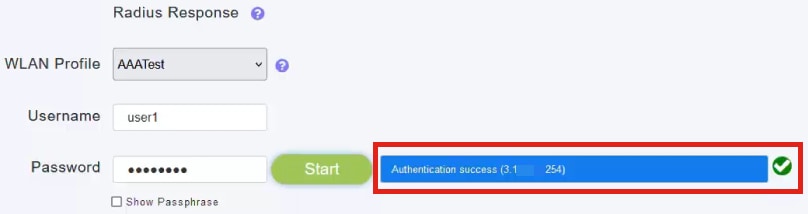 You will see an Authentication success notification after the test is completed. 