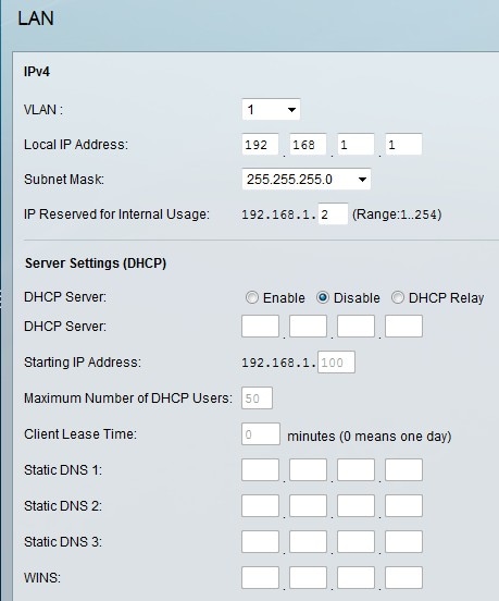 DHCP and LAN IPv4 configuration on WRVS4400-N Gigabit Security Routers ...