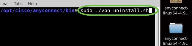 أدخل برنامج Sudo ./vpn_uninstall.sh.