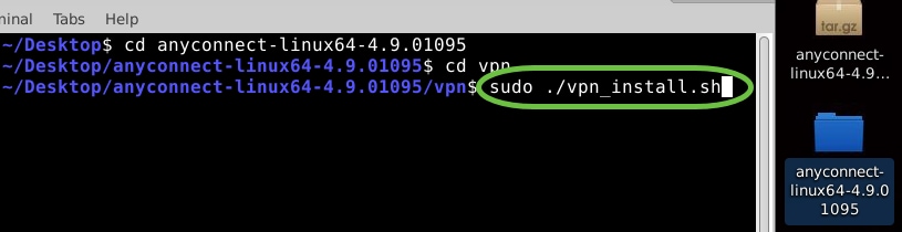 sudo ./vpn_install.shと入力します。