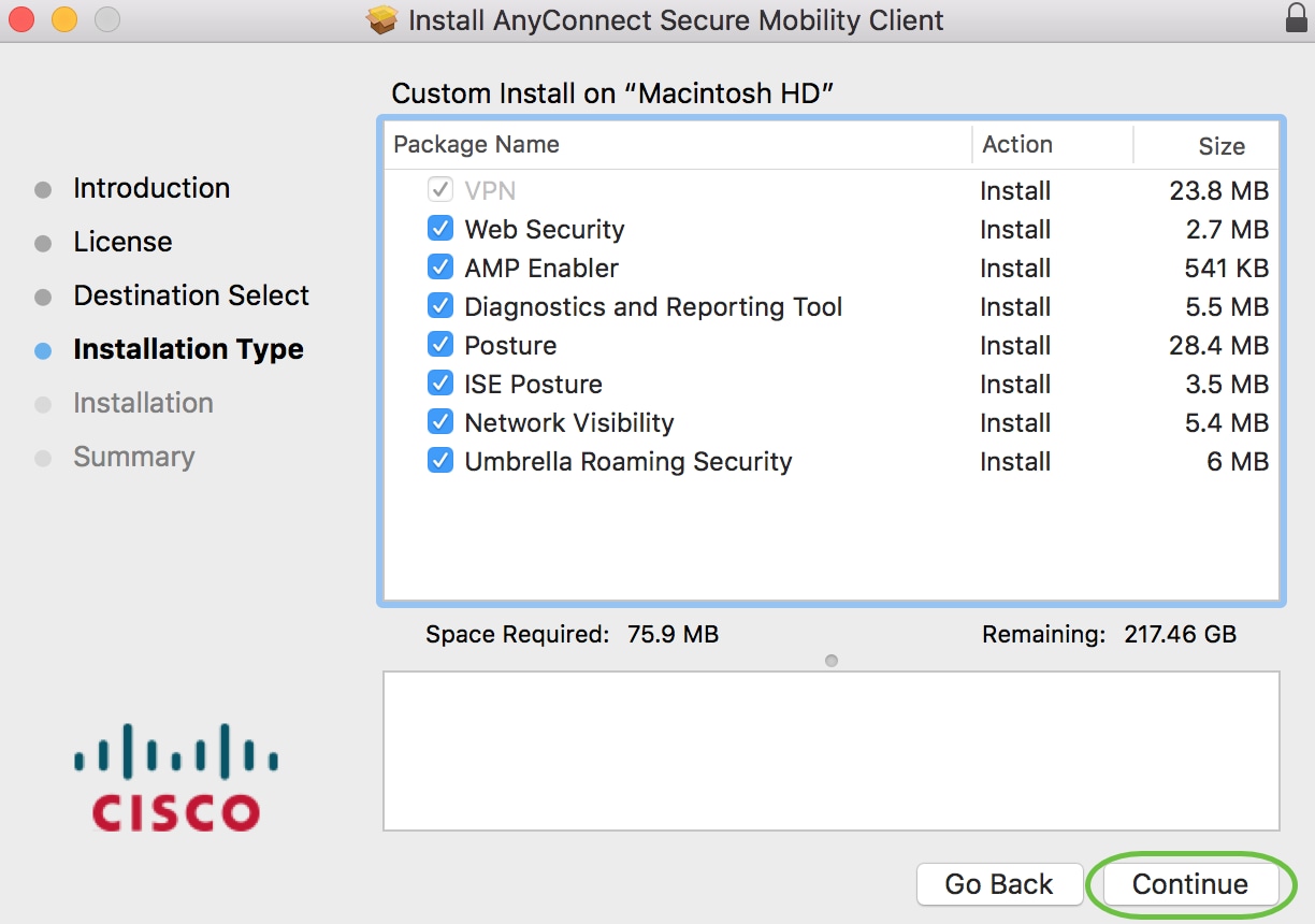cisco anyconnect vpn client mac setup