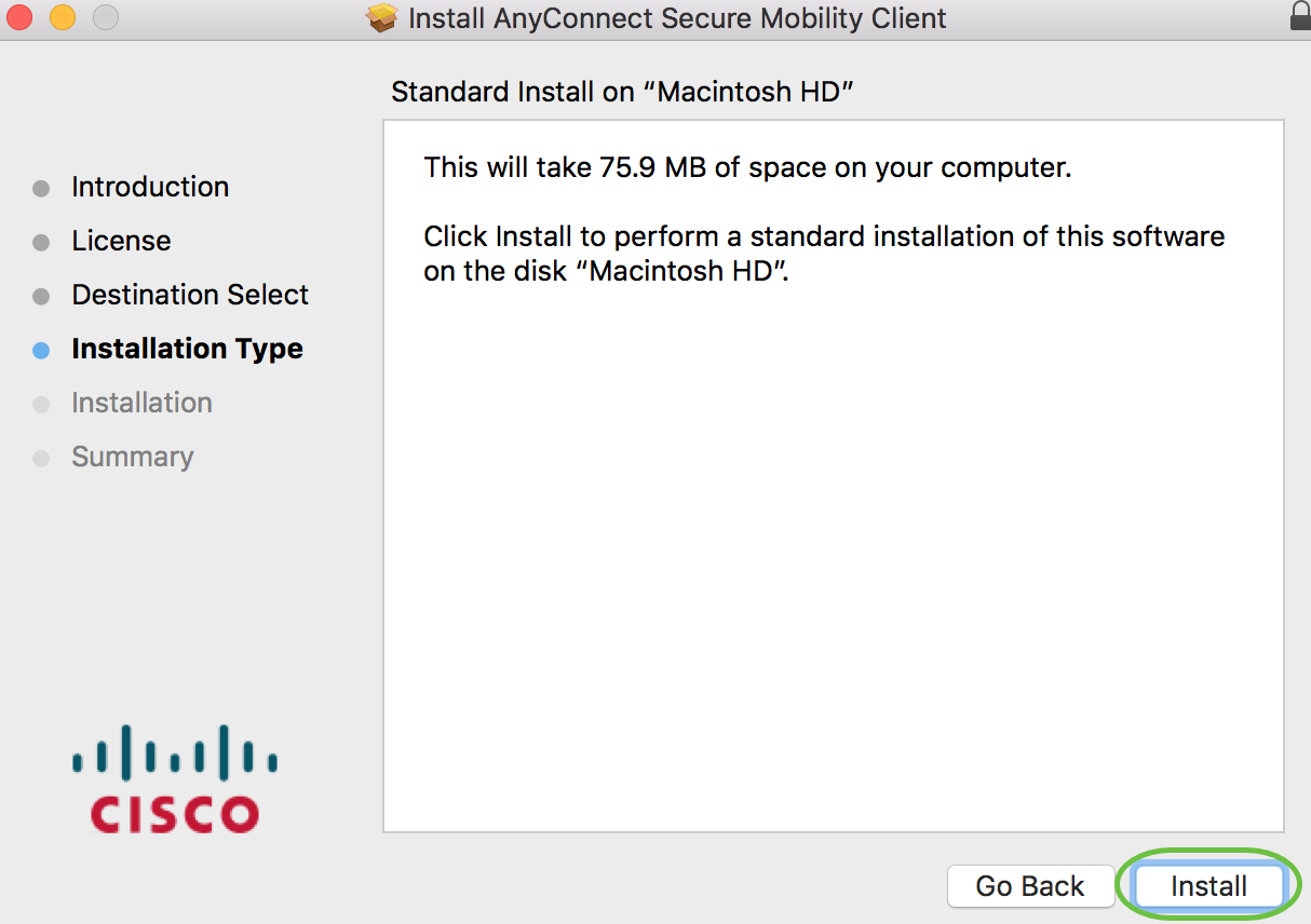cisco anyconnect vpn client mac setup