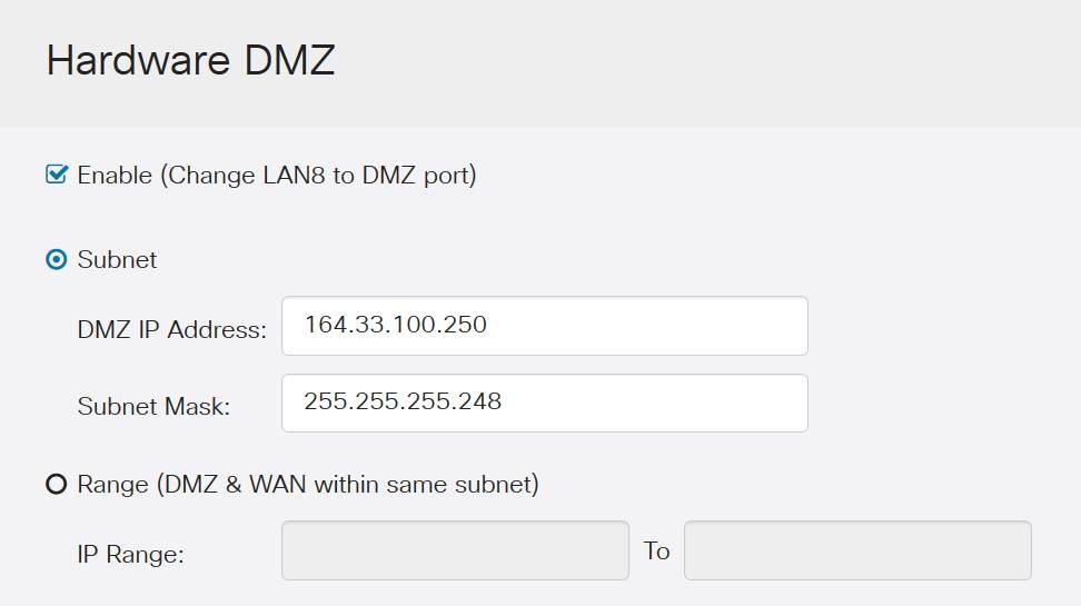 Hardware DMZ with information filled out