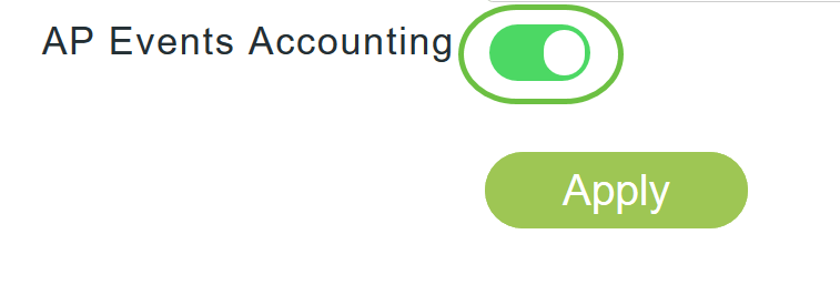 Enable the AP Events Accounting slider button to activate sending of accounting requests to RADIUS server. 