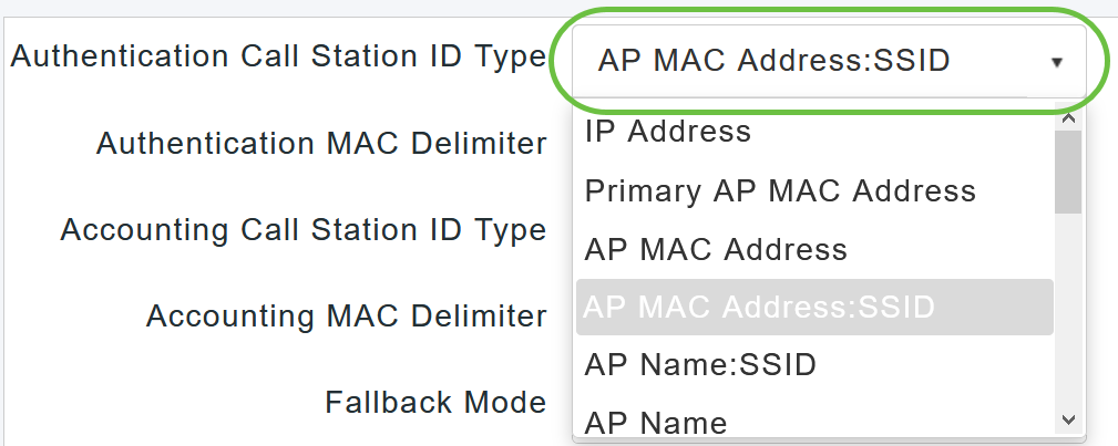 From the Authentication Call Station ID Type drop-down list, choose the option that is sent to the RADIUS server in the Access-Request message. 