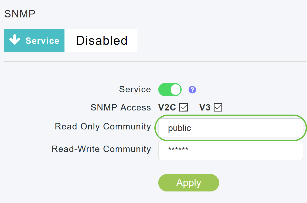 In the Read Only Community field, enter the desired community name.
