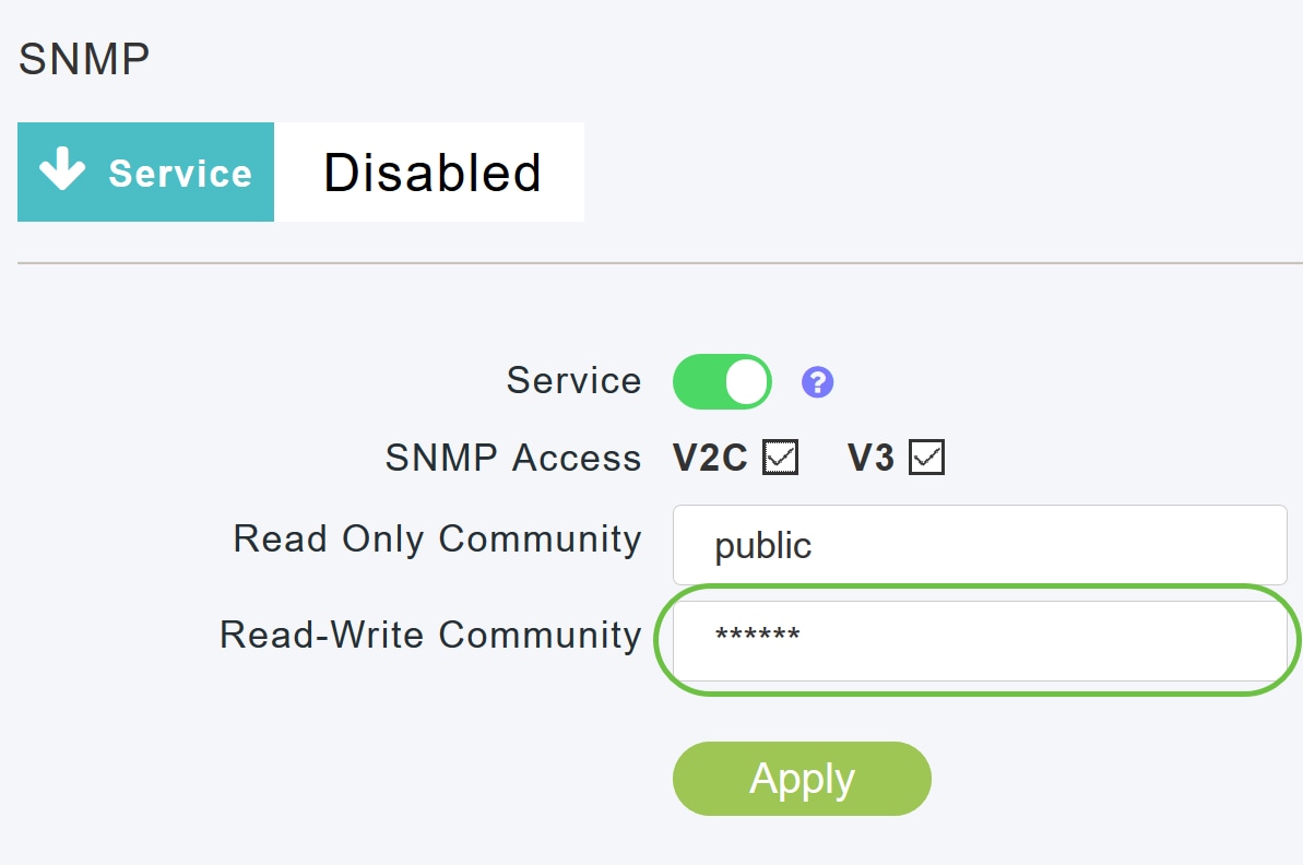 In the Read-Write Community field, enter the desired community name.
