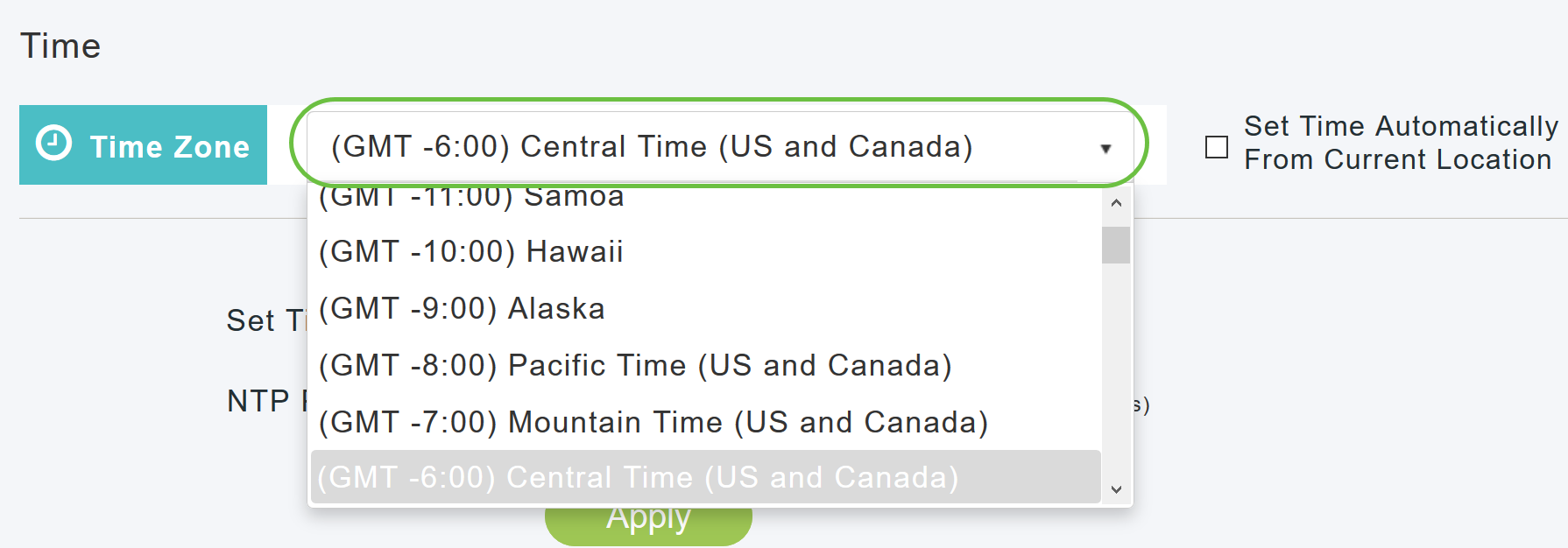 From the Time Zone drop-down list, choose your local time zone.