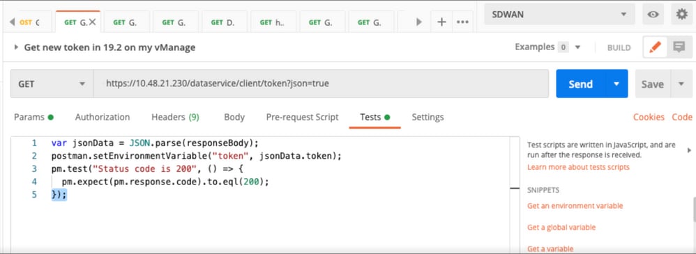 Save the token in a variable