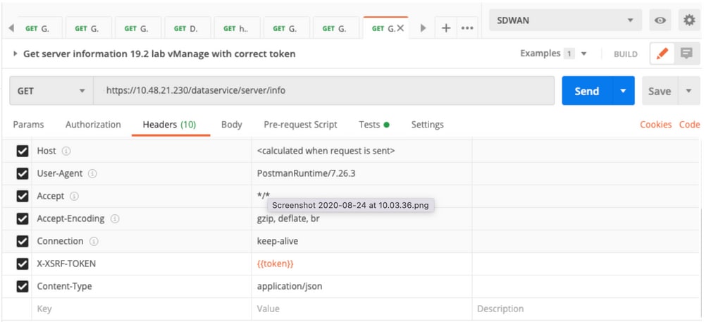 Use the token variable